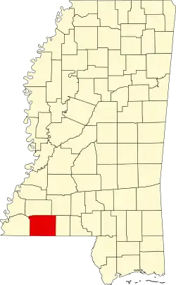 Amite County na mapě Mississippi