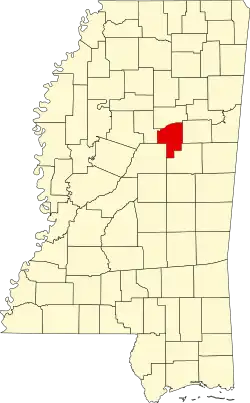 Choctaw County na mapě Mississippi