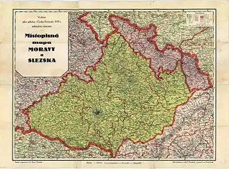 České Slezsko na mapě z roku 1929
