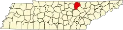 Fentress County na mapě Tennessee