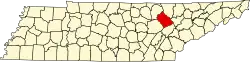 Fentress County na mapě Tennessee
