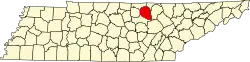 Overton County na mapě Tennessee