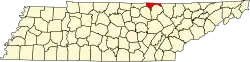 Clay County na mapě Tennessee