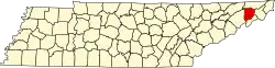 Washington County na mapě Tennessee