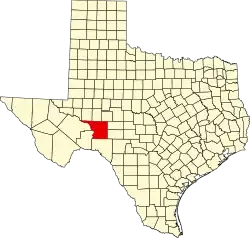 Crockett County na mapě Texasu