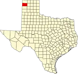 Hartley County na mapě Texasu