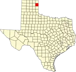Hemphill County na mapě Texasu
