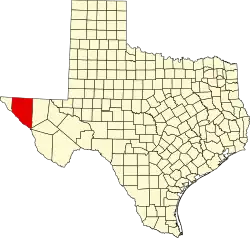 Hudspeth County na mapě Texasu