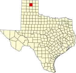 Hutchinson County na mapě Texasu