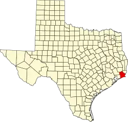 Jefferson County na mapě Texasu