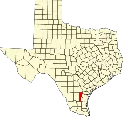 Jim Wells County na mapě Texasu