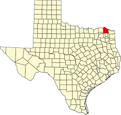 Red River County na mapě Texasu