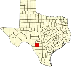 Uvalde County na mapě Texasu