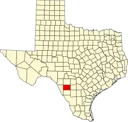 Zavala County na mapě Texasu