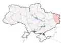 Mapa původní Luhanské oblasti v rámci Ukrajiny
