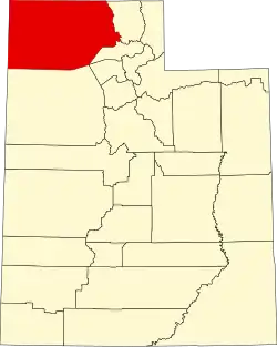 Box Elder County na mapě státu Utah