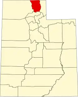 Cache County na mapě státu Utah