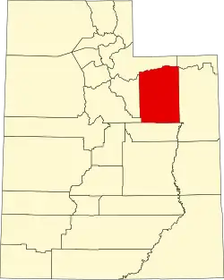 Duchesne County na mapě státu Utah