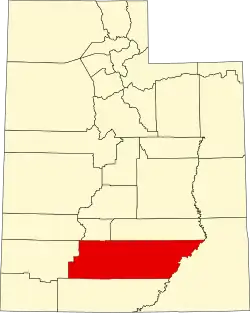 Garfield County na mapě státu Utah