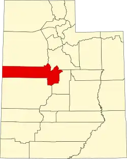 Juab County na mapě státu Utah