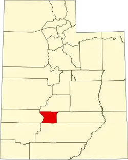 Piute County na mapě státu Utah