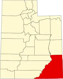 San Juan County na mapě státu Utah