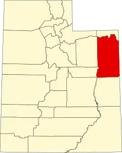 Uintah County na mapě státu Utah