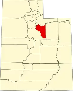 Wasatch County na mapě státu Utah