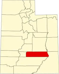 Wayne County na mapě státu Utah