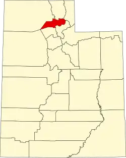 Weber County na mapě státu Utah