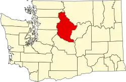 Chelan County na mapě Washingtonu