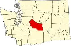 Kittitas County na mapě Washingtonu
