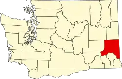 Whitman County na mapě Washingtonu