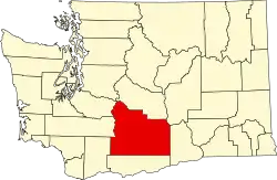 Yakima County na mapě Washingtonu