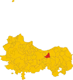 Poloha obce Cerda v rámci Metropolitního města Palermo (bývalé provincie Palermo)