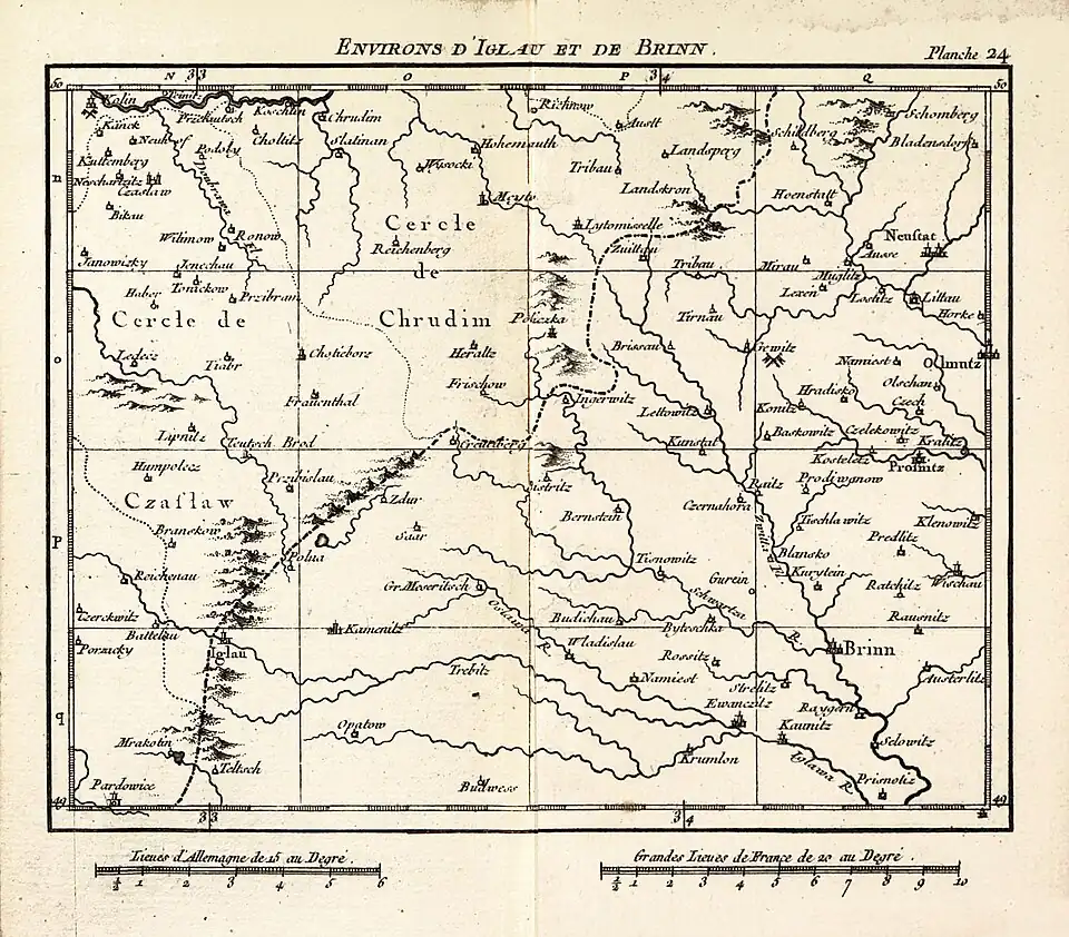 Studená jako Pardowice na mapě z r. 1758