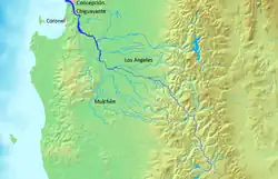 povodí řeky Bío-Bío na mapě