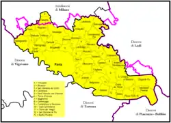 Diecéze Pavia na mapě