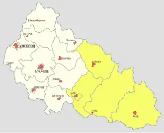 Severní Maramureš jako součást Zakarpatské oblasti na Ukrajině