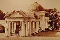 Mariánské Lázně, Karolinin pramen (vizitka kolem r. 1870), sbírka Scheufler