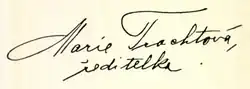 Marie Trachtová – podpis