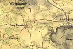 Mapa Markvartic z Druhého vojenského mapování