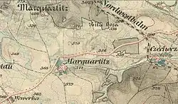 Mapa Markvartic z Třetího vojenského mapování