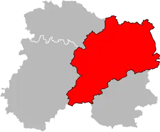 Arrondissement na mapě departementu Marne