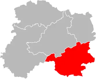 Arrondissement na mapě departementu Marne