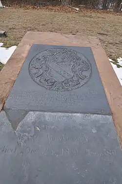 Hřbitov Winslow, Marshfield, Massachusetts. Náhrobek Josiah Winslow, 13. guvernéra kolonie Plymouth