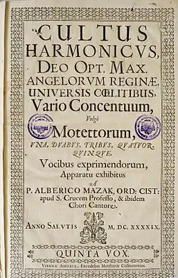 Titulní strana Cultus Harmonicus op.I - Opus Minus