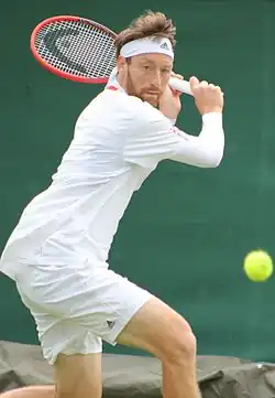 Miloslav Mečíř ve wimbledonské kvalifikaci 2014