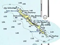 Mapa ostrova Mědnyj