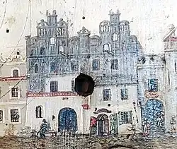 Meerwaldovský dům na střeleckém terči z roku 1816.